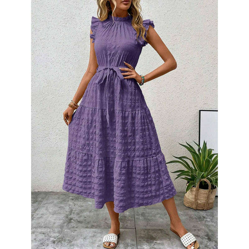 textured-midi-dress-with-ruffled-sleeves-and-lace-up-waist-–-spring-summer-stylesmiling-maria---everything-for-women-34645241