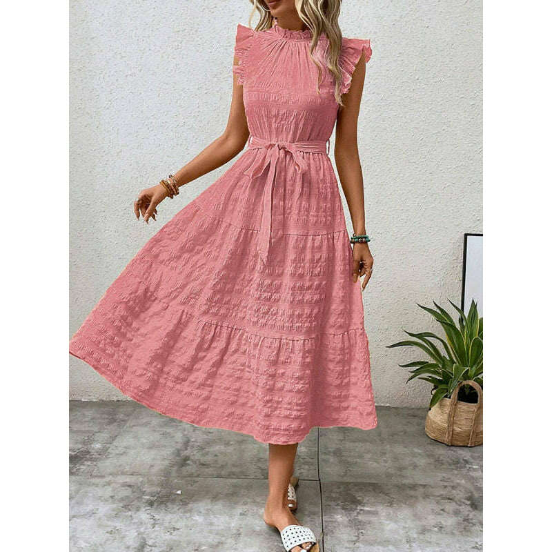 textured-midi-dress-with-ruffled-sleeves-and-lace-up-waist-–-spring-summer-stylesmiling-maria---everything-for-women-34645237
