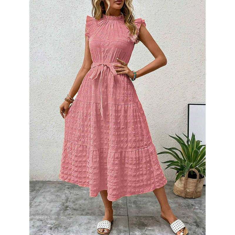 textured-midi-dress-with-ruffled-sleeves-and-lace-up-waist-–-spring-summer-stylesmiling-maria---everything-for-women-34645236