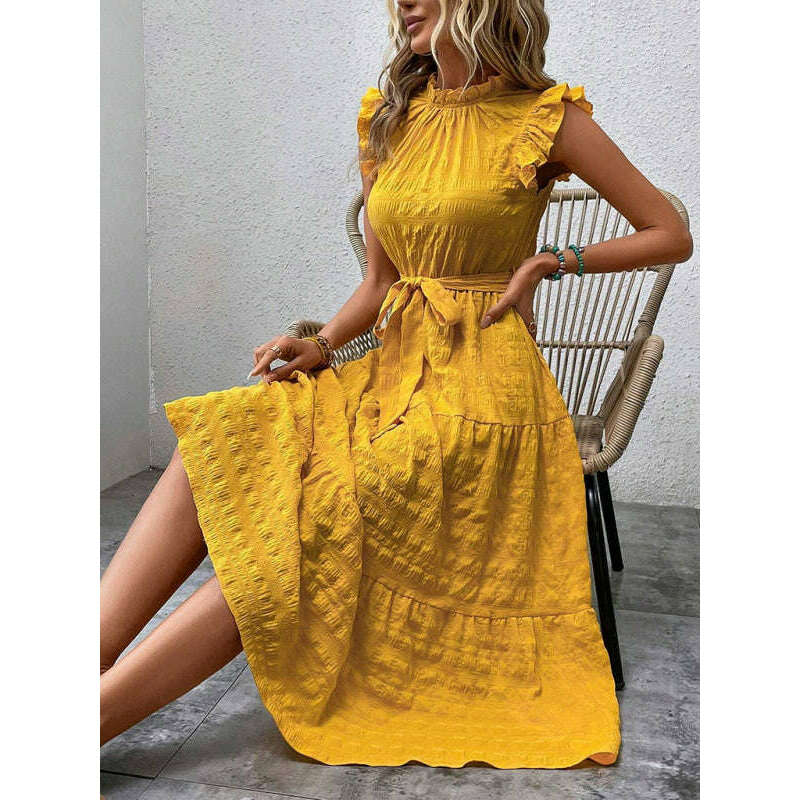 textured-midi-dress-with-ruffled-sleeves-and-lace-up-waist-–-spring-summer-stylesmiling-maria---everything-for-women-34645243