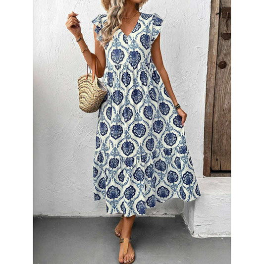 vacation-loose-v-neck-ethnic-print-long-dresssmiling-maria---everything-for-women-34666811