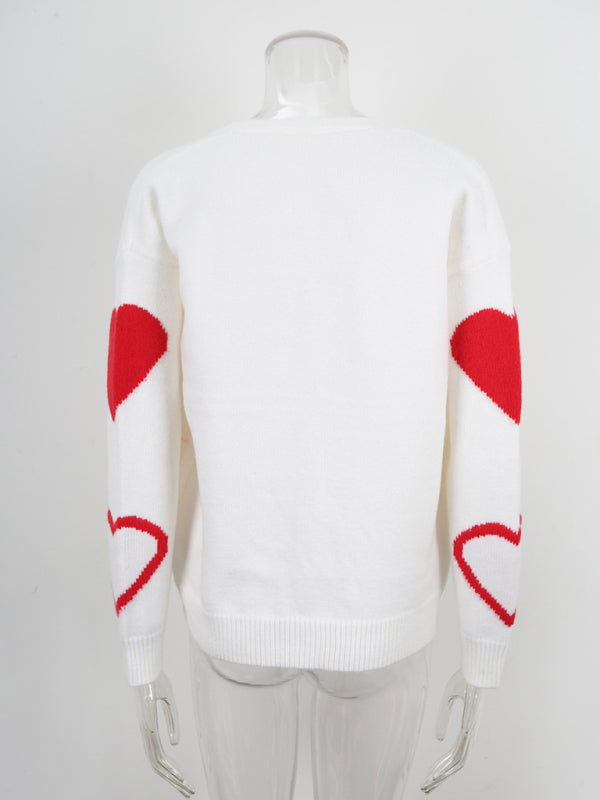 Hjärtknappad stickad kofta – Alla hjärtans dag-utgåva