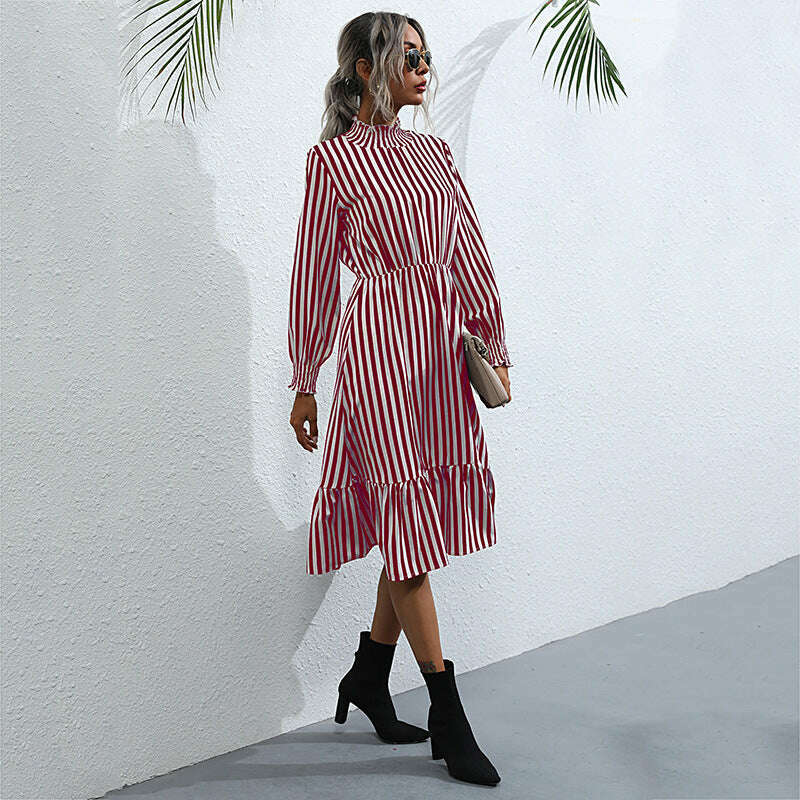 retro-striped-high-neck-long-sleeve-dresssmiling-maria---everything-for-women-34671016